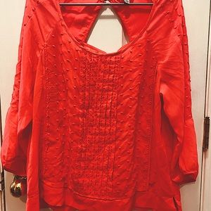 American Eagle XL coral 3 qtr length semi sheer loose tunic top